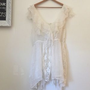 Free people godet ruffle deep v tunic