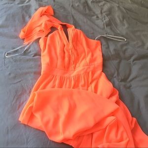 Orange --- neon - coral - sheet maxi with lining