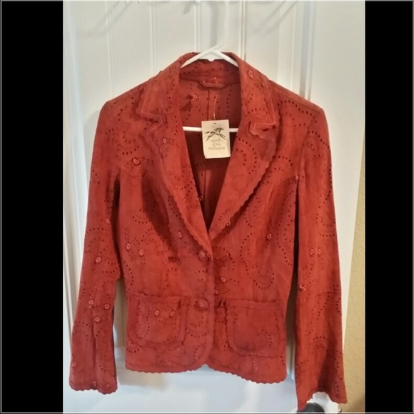 NWT!!! Scully red perforated suede leather jacket!