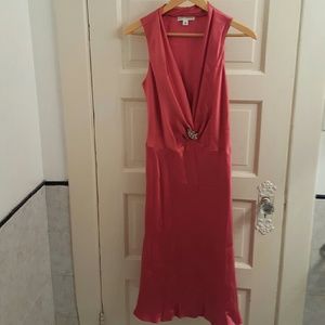 Pink satin dress from Banana Republic