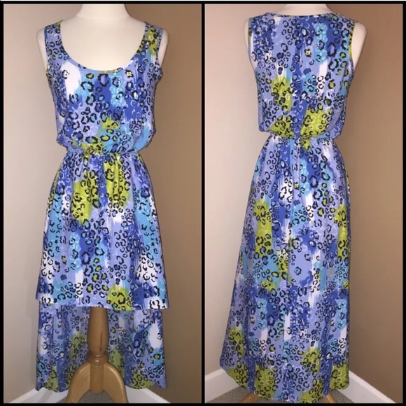 FEATHERS Multi-color High-low Casual Dress Small