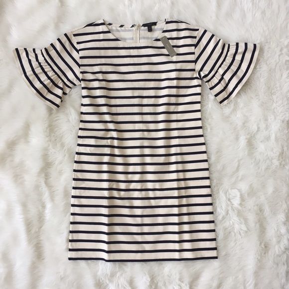 Ruffled Bell-Sleeve Shift Dress