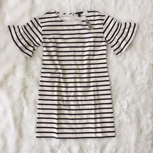 Ruffled Bell-Sleeve Shift Dress