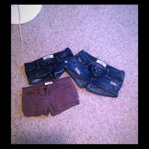 Three pairs of shorts 2 Hollister 1 Abercrombie