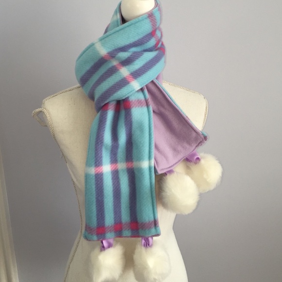 Purple and Turquoise Plaid Fleece Scarf