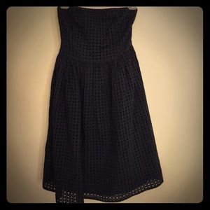 Navy eyelet strapless dress
