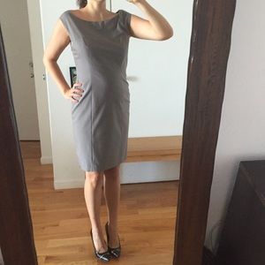 Gray Wool Ann Taylor Dress Boat Neck Sheath