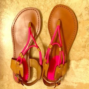 Coach Hot Pink/Tan Leather Sandals