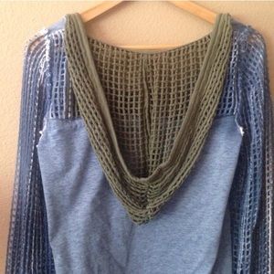 FREE PEOPLE 🌷 NWOT Painted Mesh Hoodie Tee