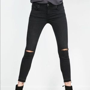 Zara black destroyed jeans/trousers