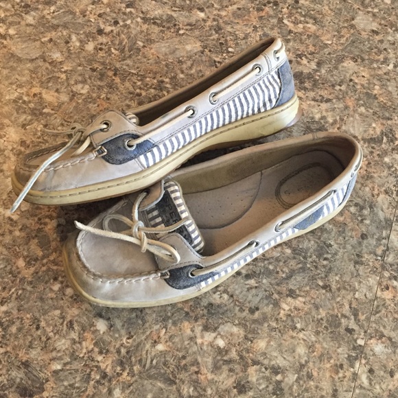 Blue and White Striped Sperry