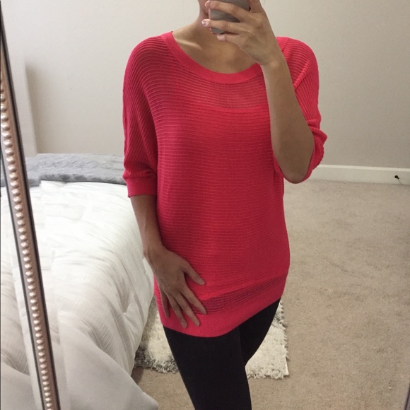 Express mesh Dolman sweater Coral XS - Picture 2 of 4