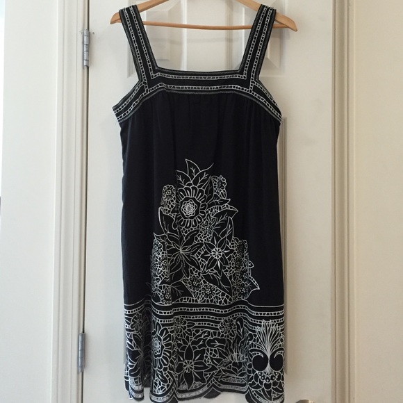 BCBG embroidered black dress