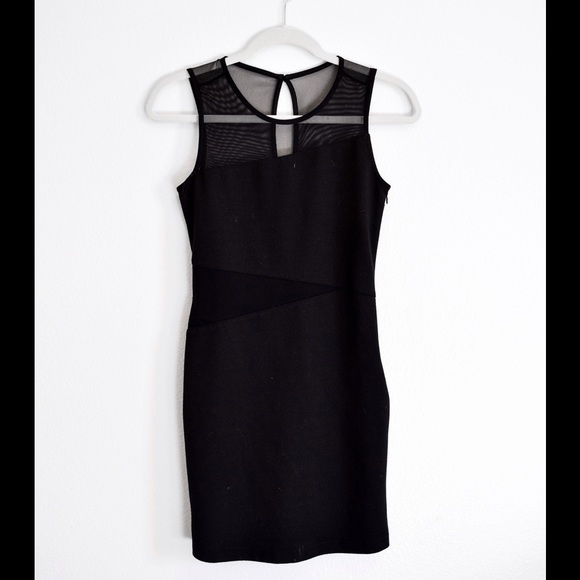 Asymmetrical Mesh Detail BodyCon Coctail Dress