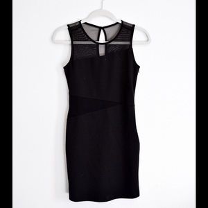 Asymmetrical Mesh Detail BodyCon Coctail Dress