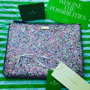 Kate Spade Rainbow Glitter Gia Clutch NWT