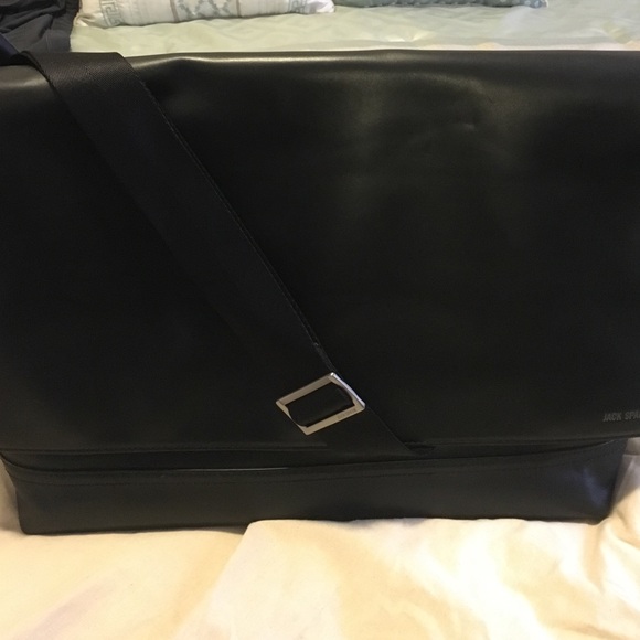 Jack Spade Black Leather Messenger Bag