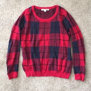 Blue and Red Plaid Sweater