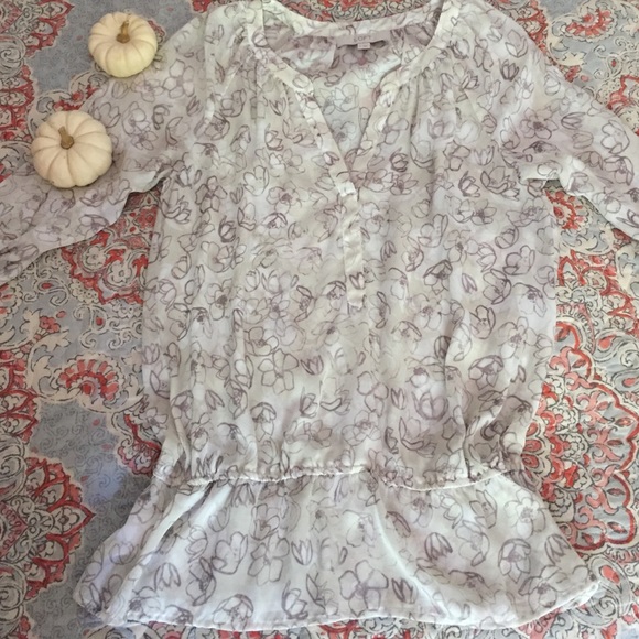 LOFT Sheer Printed Blouse.