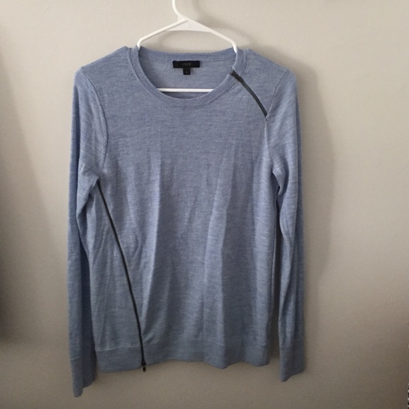 Blue zippered j crew sweater
