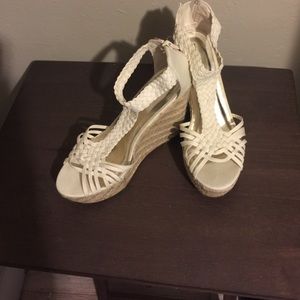 White espadrille wedge sandals