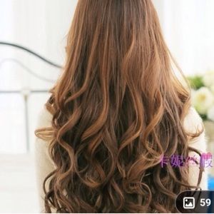 Long dark hair curled extensions