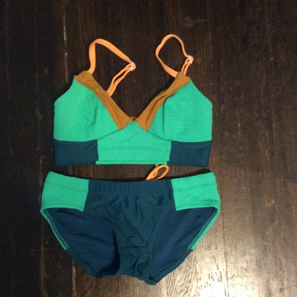 Seea Jalama bikini top and bottom blue and green