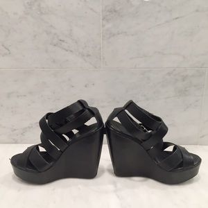Black Kork Ease wedge platform sandals.