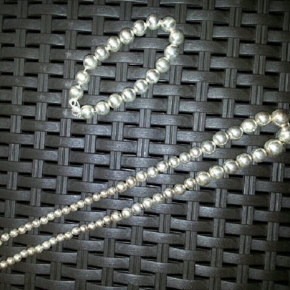 Sterling Silver Bead Necklace + Bracelet