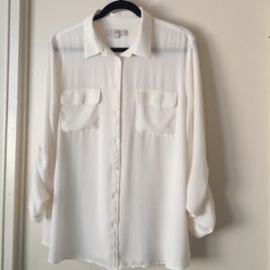 Cream/ white Loft button down blouse