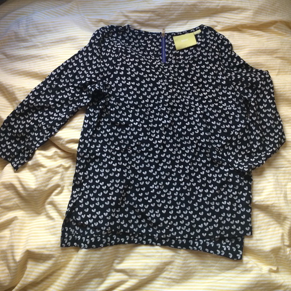 Anthropologie silk top 3/4 sleeve