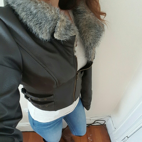 Dots Jackets & Blazers - Faux leather Bomber Jacket