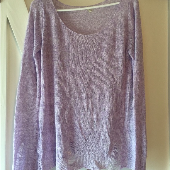 Lavender distressed sweater