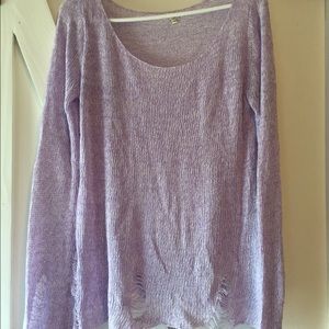 Lavender distressed sweater