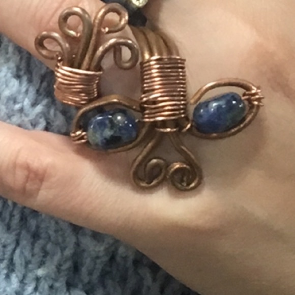 Cooper Wire Lapis Ring Adjustable - image 2