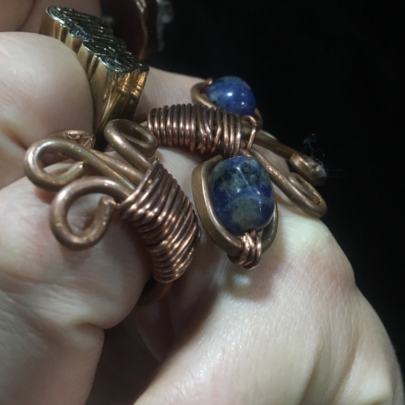 Cooper Wire Lapis Ring Adjustable - image 3