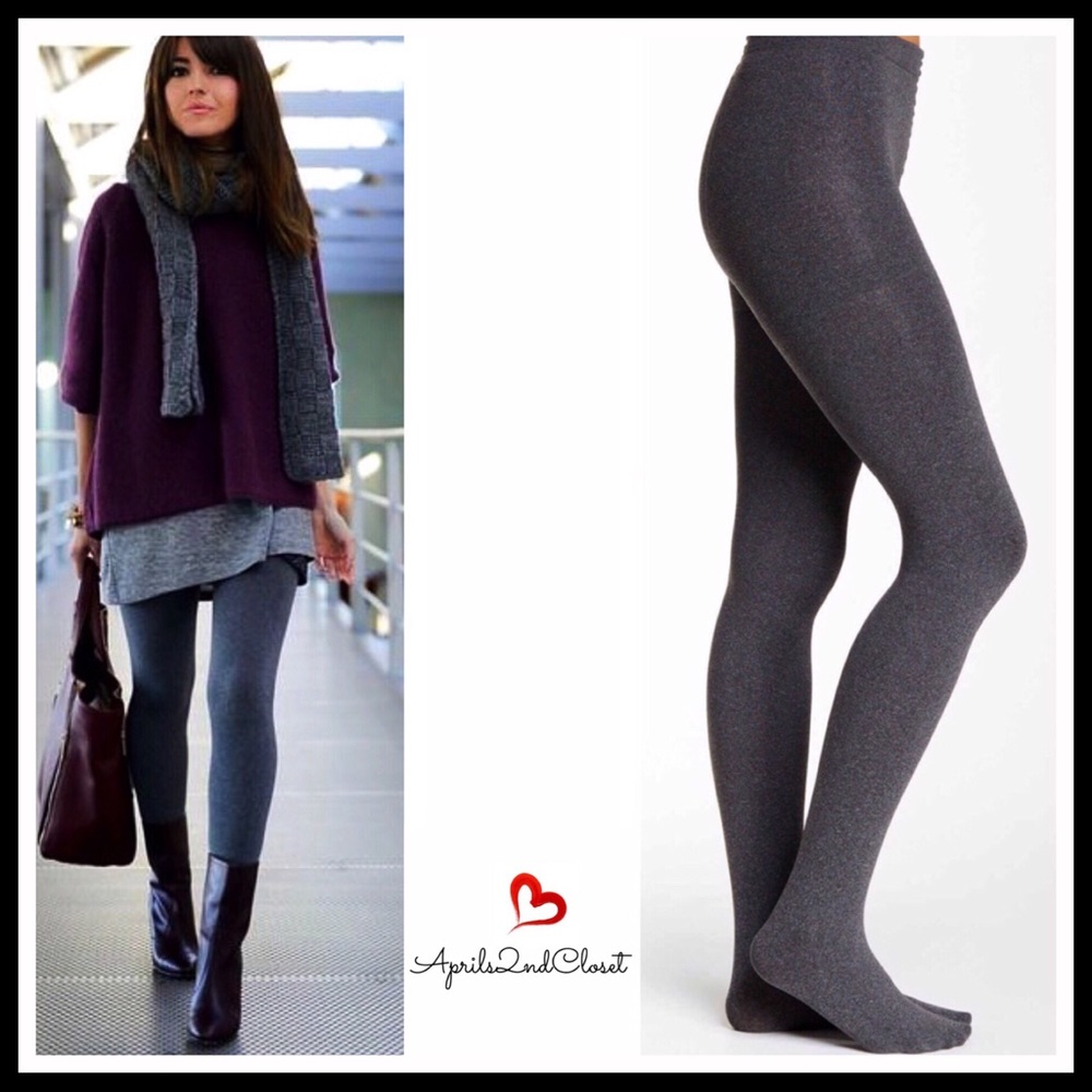 GREY FLEECE PLUSH TIGHTS - Picture 1 of 7