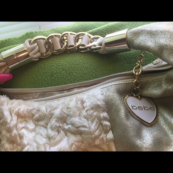 Bebe gold and cream hobo purse - Picture 4 of 4