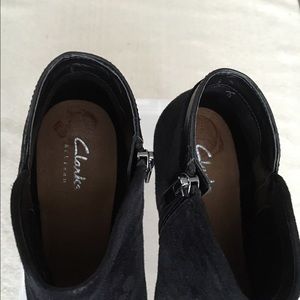 Clarks Shoes - Clark's Black Delsie Stella Suede Ankle Boots Clarks Shoes - Clark's Black Delsie Stella Suede Ankle Boots