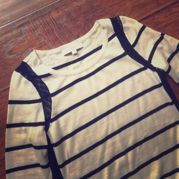 Striped Sweater with Lace