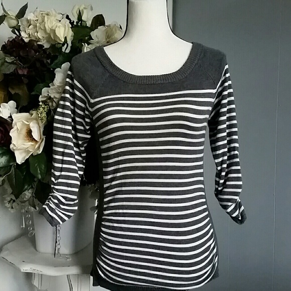 Gray and white striped sweater