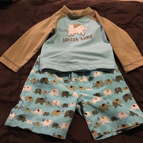 Gymboree swim trunks and rash guard set