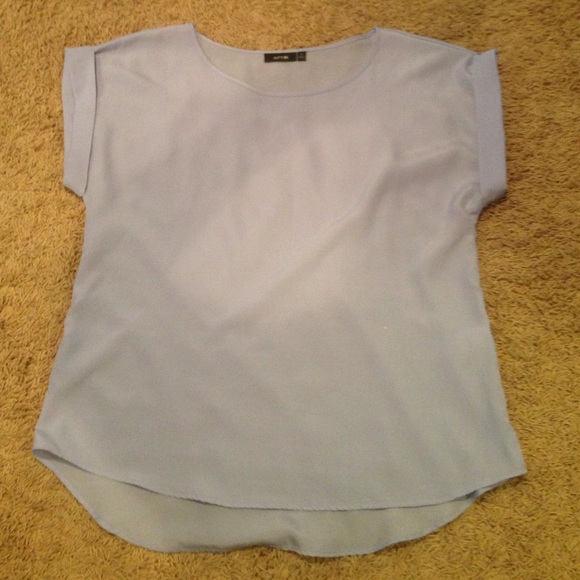 Baby blue 100% polyester shirt sleeve shirt