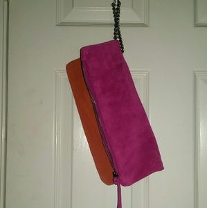 Suede foldover clutch NWOT