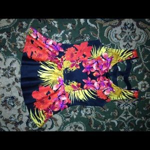 Tropical print peplum top