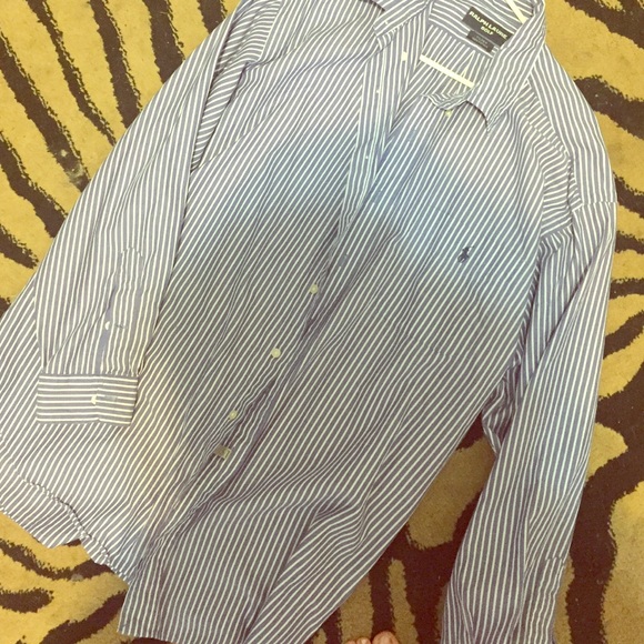 Blue & white stripe Ralph Lauren Golf Shirt XL