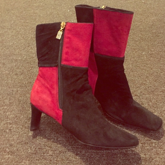 Black and red suede boots Marc Anthony Hankins
