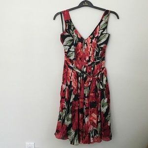 White House Black Market red floral party dress