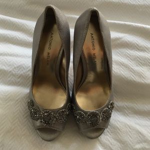 Antonio Melani silver pumps with bead detail