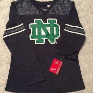 NWT!! Notre Dame long sleeved shirt. Girls Medium.